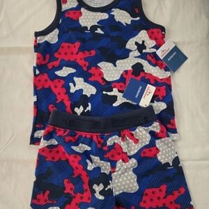 NWT Way to Celebrate Boys Patriotic Camo Tank Top and Shorts Set 2T